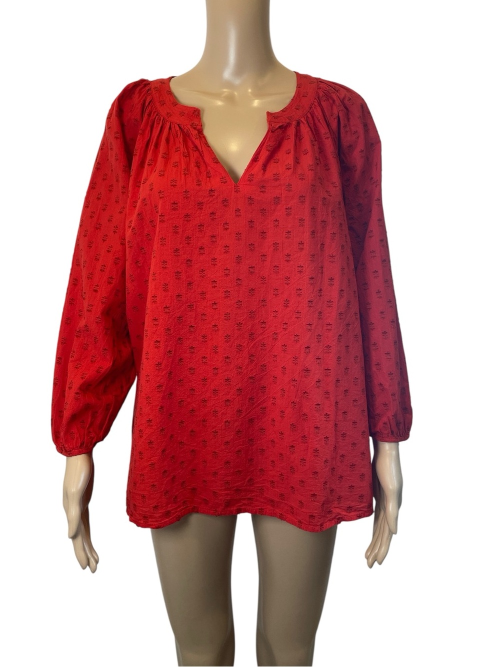 Universal Thread Women’s Red Long Balloon Sleeve V-neck Peasant Blouse size XL